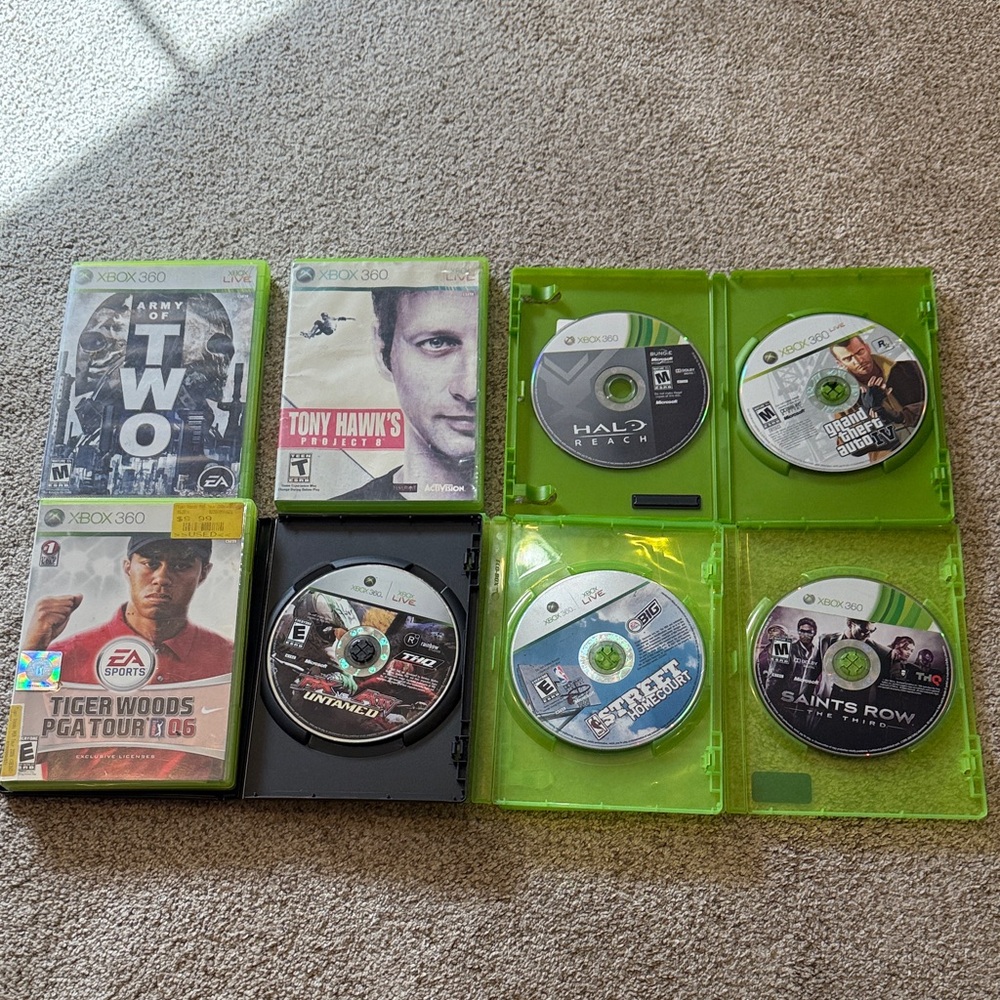 Xbox 360 Game Bundle with Green Cases